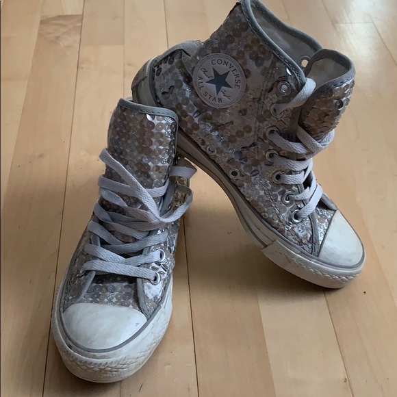 converse all star silver sequin